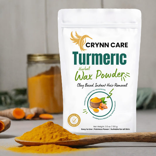 Crynn Herbal Turmeric Wax Powder – 100g | Natural Hair Removal for Face & Body, Skin Brightening & Tan Removal 100g