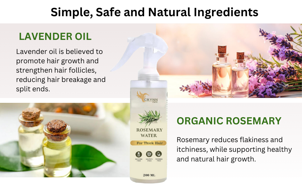 Crynn Rosemary Water Spray for Hair Growth – 100% Natural, Scalp Nourishment & Strengthening, 200ml