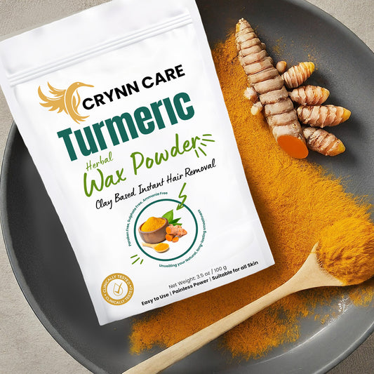 Crynn Herbal Turmeric Wax Powder – 100g | Natural Hair Removal for Face & Body, Skin Brightening & Tan Removal 100g
